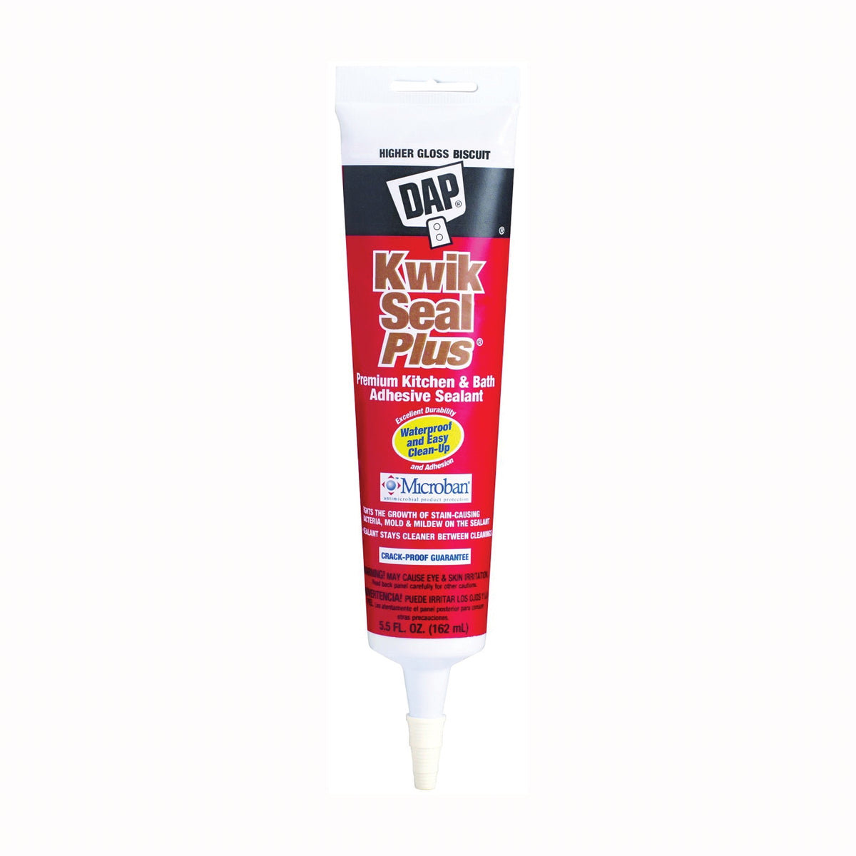 DAP 18539 Adhesive Sealant, Biscuit, 24 hr Curing, -20 to 180 deg F, 5.5 oz Tube