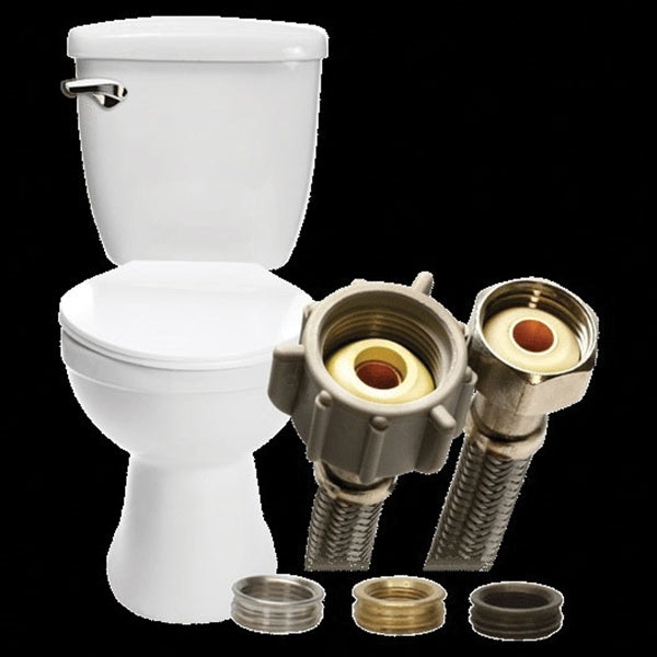 FLUIDMASTER Fits-All B4T12U Toilet Connector, 3/8 in Inlet, Compression Inlet, 7/8 in Outlet, Ballcock Outlet, 12 in L