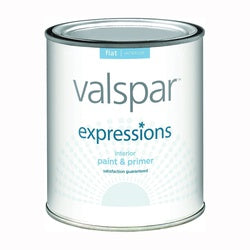 Valspar Expressions 005.0017001.005 Interior Paint, Flat, White, 1 qt, Can, Latex Base, Resists: Fade, Stain