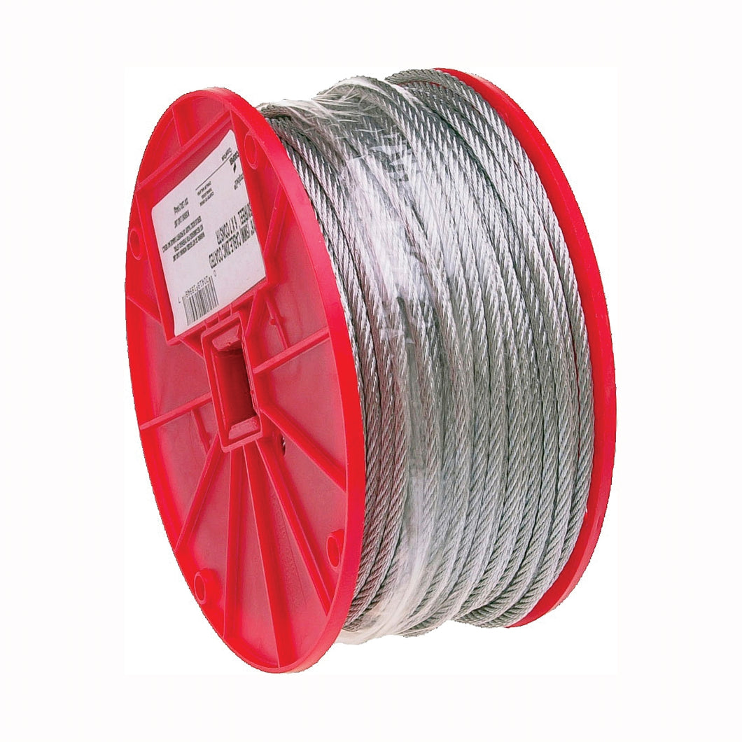 Campbell 7000627 Aircraft Cable, 3/16 in Dia, 250 ft L, 840 lb Working Load, Galvanized Steel