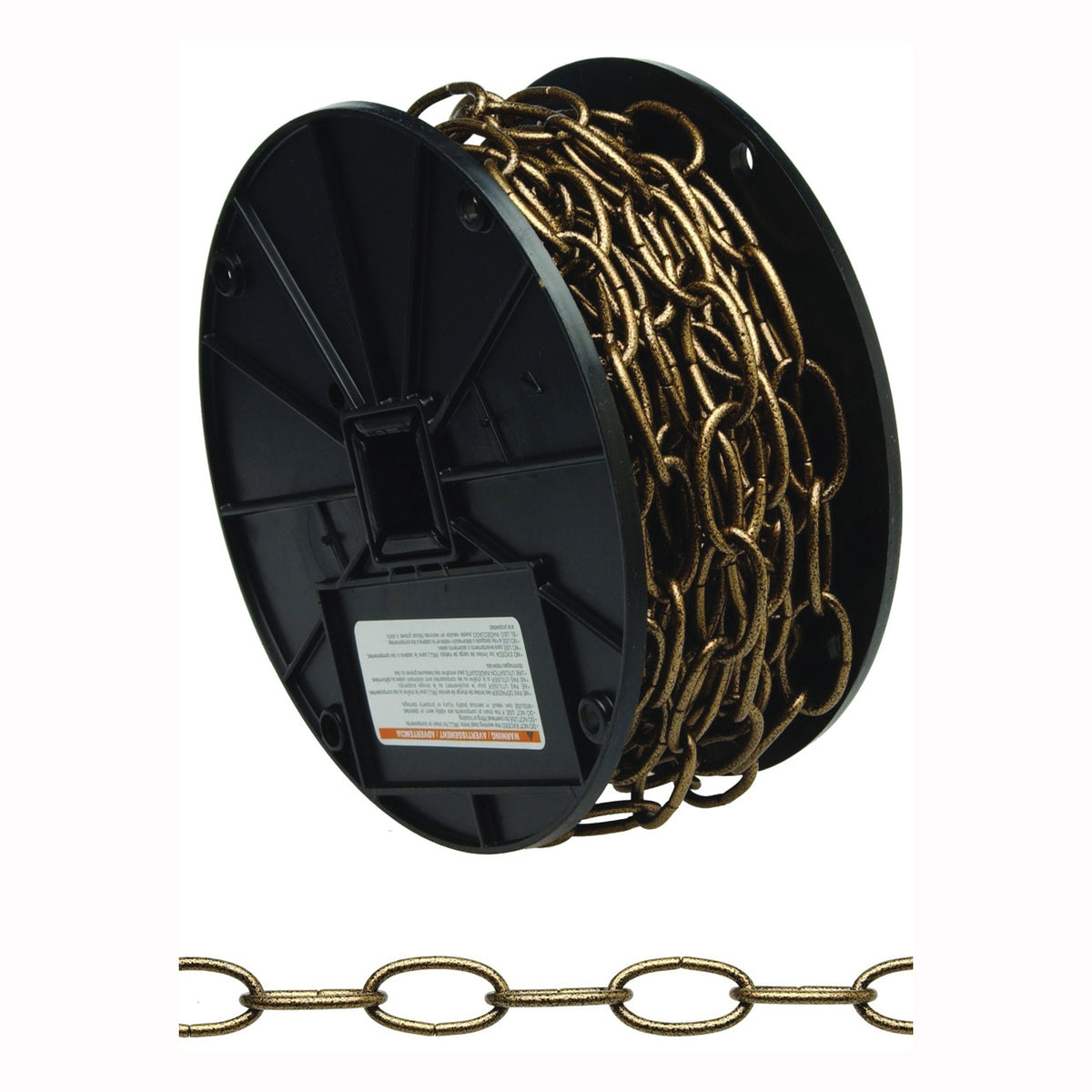 Campbell 072-2000 Decorator Chain, #10, 60 ft L, 35 lb Working Load, Metal, Brass