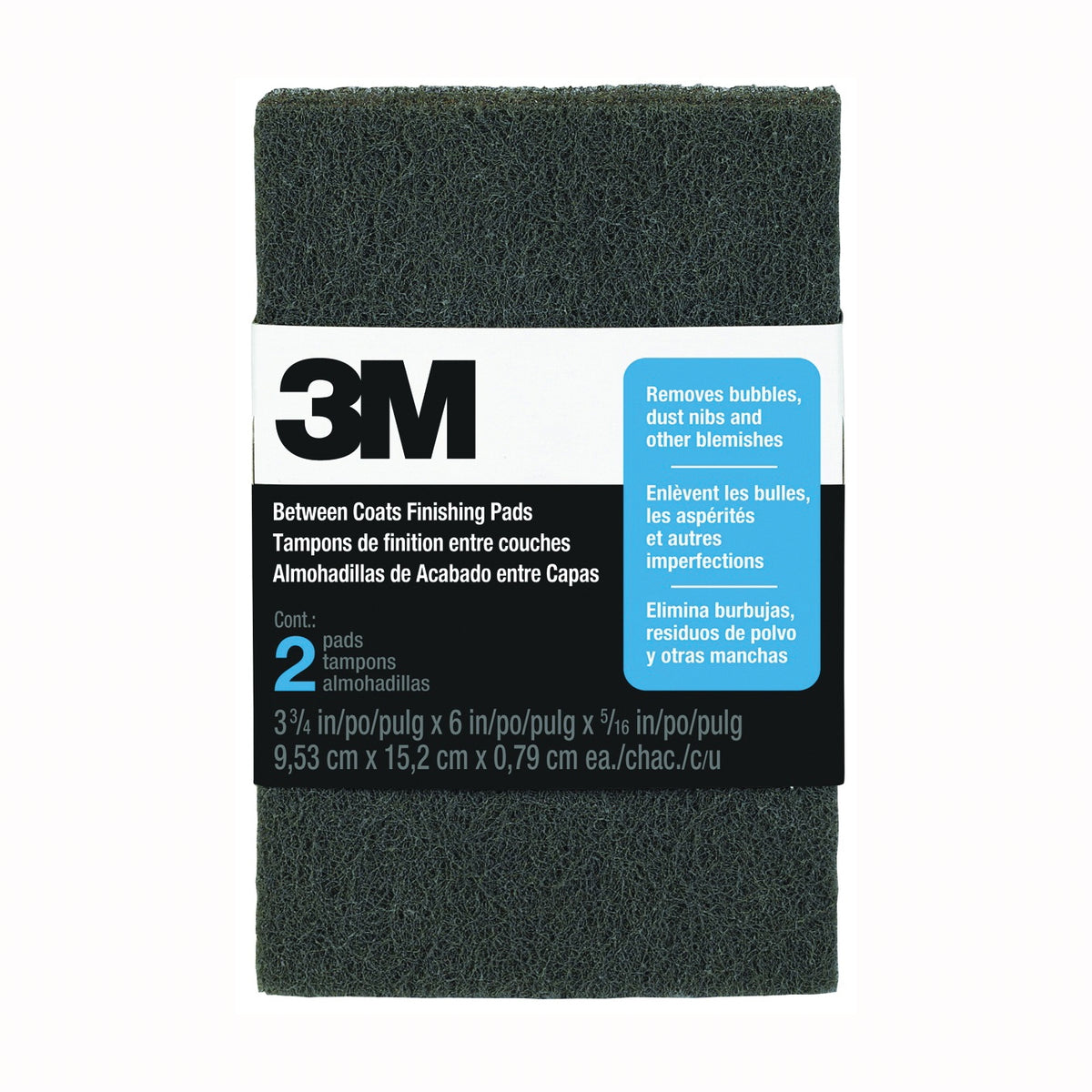 3M 10144 Finishing Pad, 6 in L, 3-7/8 in W