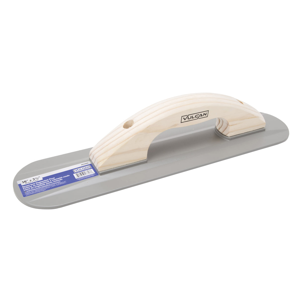 Vulcan 17717 Concrete Float, 16 in L Blade, 3-1/2 in W Blade, 3/16 in Thick Blade, Magnesium Blade, Round End Blade