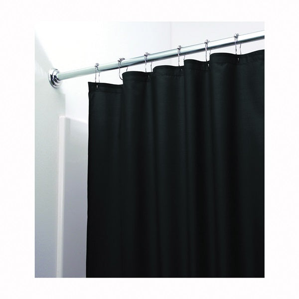 iDESIGN 14659 Shower Curtain/Liner, 72 in L, 72 in W, Polyester, Black