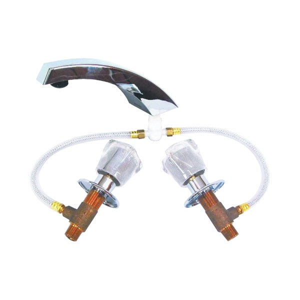 US Hardware P-030N Garden Tub Faucet, 2 -Faucet Handle, Deck Mounting, Brass, Chrome