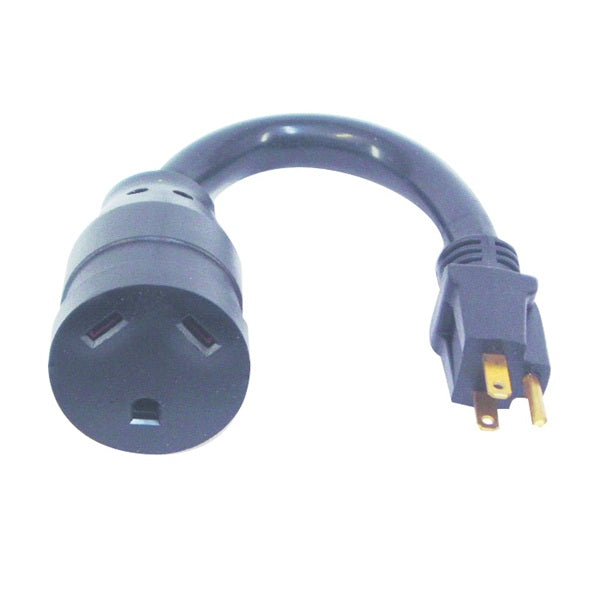 US Hardware RV-801B Adapter, 30 A Female, 15 A Male, 125 V, Male Plug, Female, 12 AWG Cable