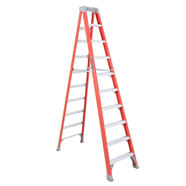 Louisville FS1510 Step Ladder, 10 ft H, Type IA Duty Rating, Fiberglass, 300 lb