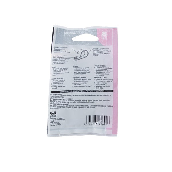 GB PPC-1550UVB Cable Clamp, 1/2 in Max Bundle Dia, Plastic, Black