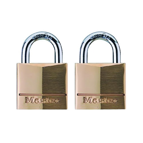 Master Lock 120T Padlock, Keyed Alike Key, 5/32 in Dia Shackle, Steel Shackle, Brass Body, 3/4 in W Body