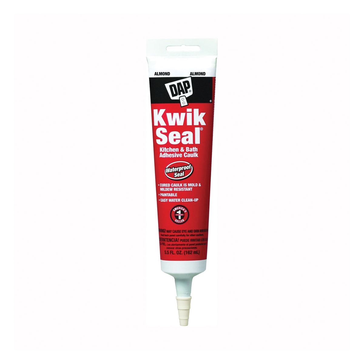 DAP 18013 Adhesive Caulk, Almond, 36 hr Curing, -20 to 150 deg F, 5.5 oz Tube