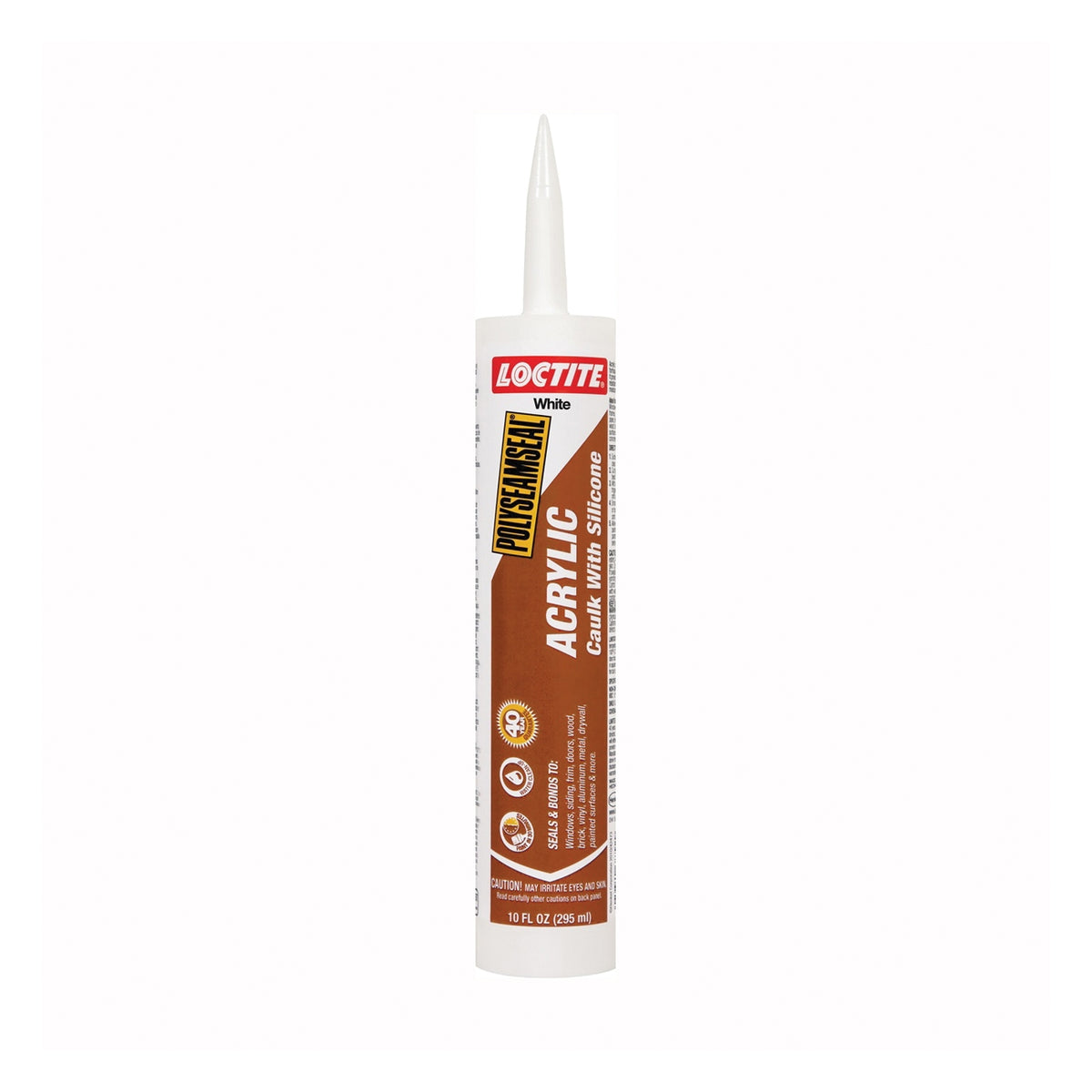 Loctite POLYSEAMSEAL 1507600 Acrylic Caulk, White, -5 to 170 deg F, 10 oz Cartridge