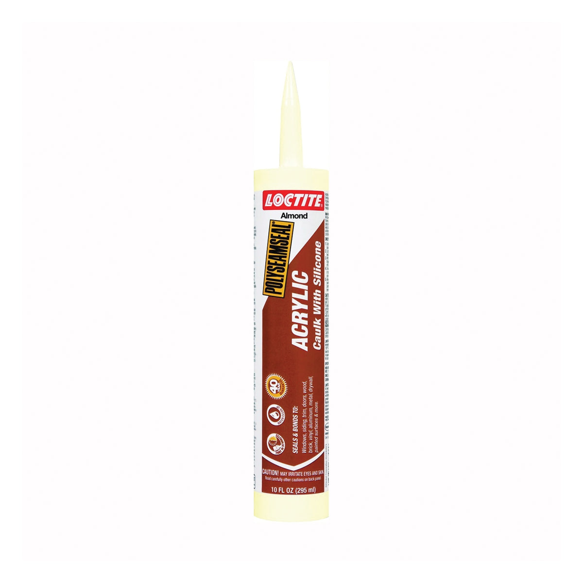 Loctite POLYSEAMSEAL 1507598 Acrylic Caulk, Almond, -5 to 170 deg F, 10 oz Cartridge
