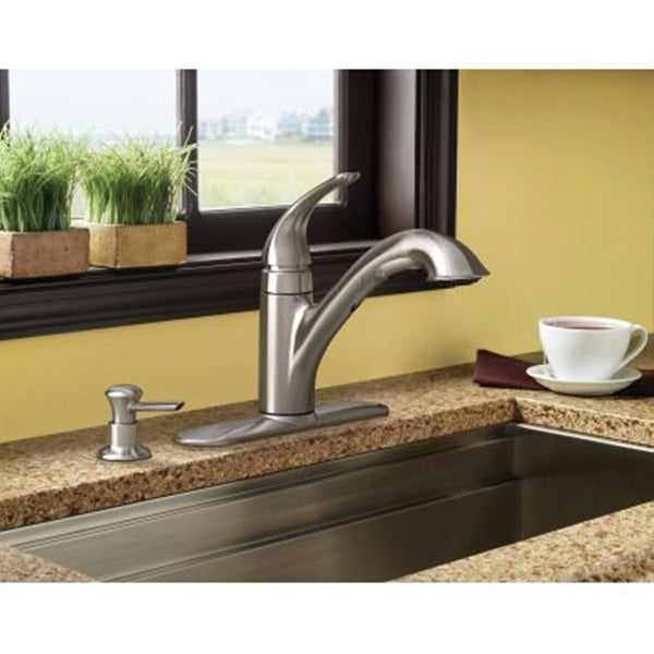 Moen Caprillo Series CA87550SRSSD Kitchen Faucet, 1.5 gpm, 1-Faucet Handle, Stainless Steel, Stainless Steel