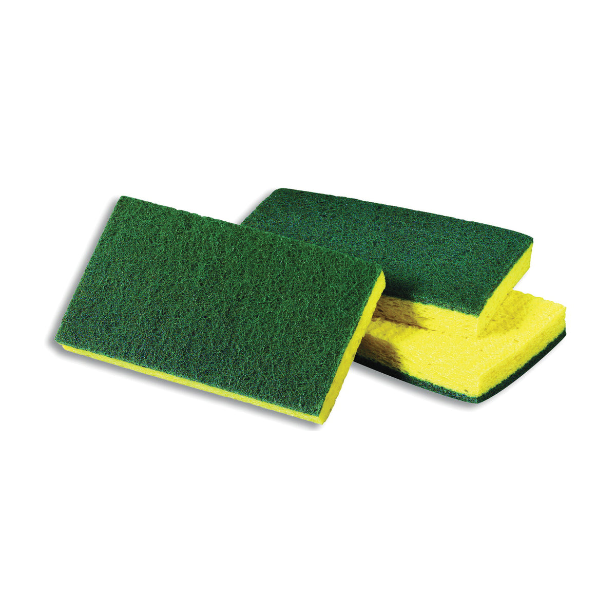 Scotch-Brite 74 Scrub Sponge, 6.1 in L, 3.6 in W, 0.7 in Thick, Cellulose/Fiber/Mineral/Resin, Green/Yellow