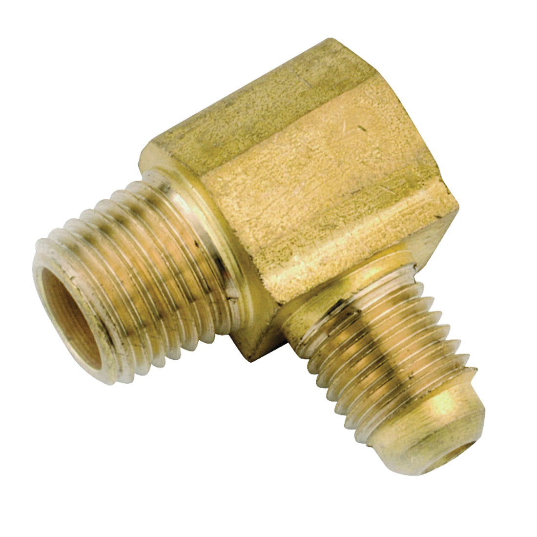 LASCO 17-4930U Pipe Elbow, 3/8 in, Flare x MPT, 90 deg Angle, Brass, 1000 psi Pressure