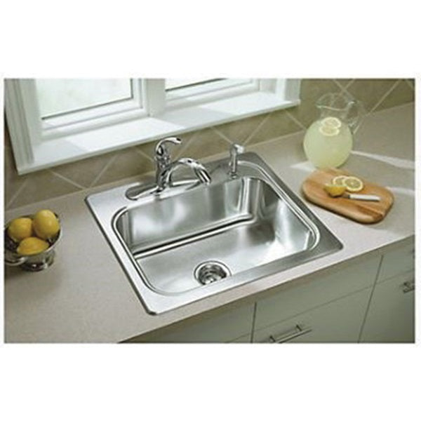 Sterling Southhaven Series 11404-4-NA Kitchen Sink, 4-Faucet Hole, 22 in OAW, 7 in OAD, 25 in OAH, Stainless Steel