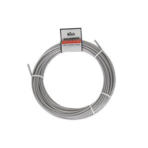 Koch A40124 Aircraft Cable, 1/8 in Dia, 50 ft L, 340 lb Working Load, Galvanized