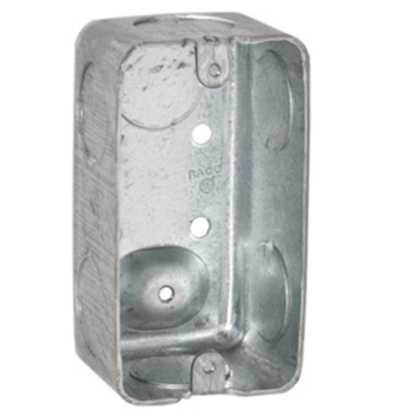 RACO 8663 Handy Box, 1 -Gang, 7 -Knockout, 3/4 in Knockout, Steel, Gray