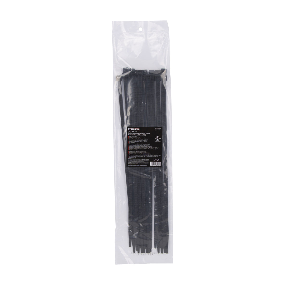 ProSource CV380W-253L Cable Tie, 96 mm Max Bundle Dia, Self-Lock Locking, Nylon, Black