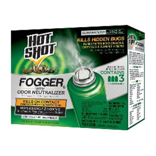 HOT SHOT 96180 Fogger with Odor Neutralizer, 2000 cu-ft Coverage Area, Light Yellow/Water White