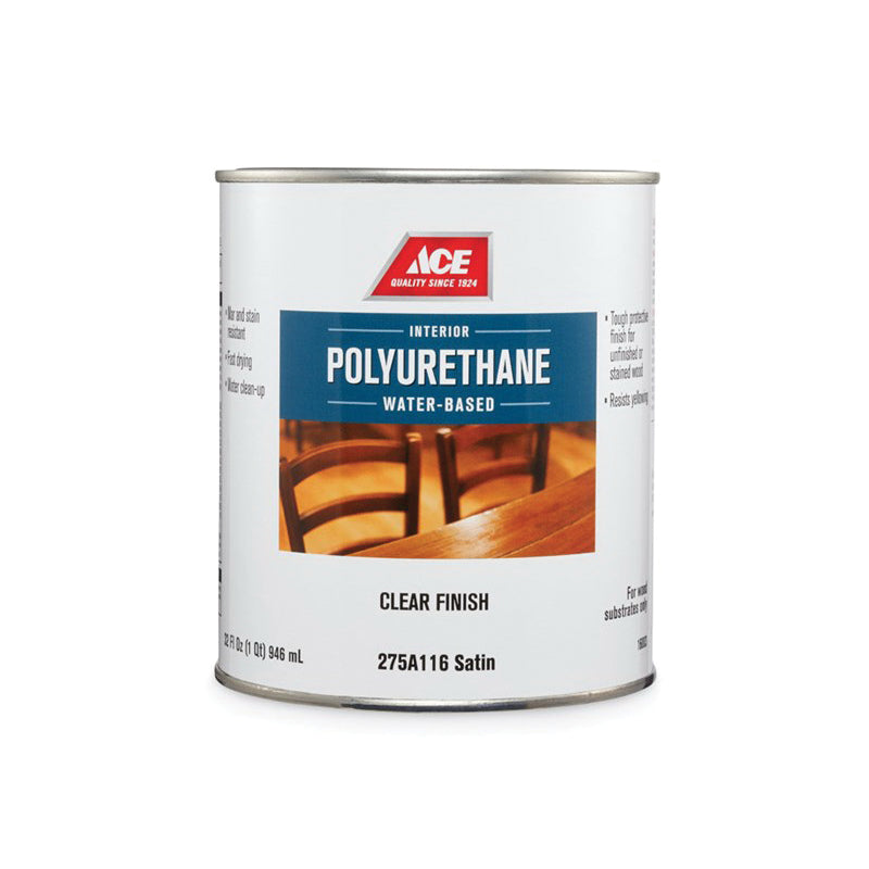 ACE 16003 Polyurethane Varnish, Satin, Clear, Liquid, 1 qt, Can