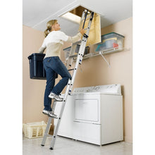 Load image into Gallery viewer, WERNER AA1510B Attic Ladder, 7 ft to 9 ft 10 in H Ceiling, 18 x 24 in Ceiling Opening, 12-Step, 250 lb, Aluminum
