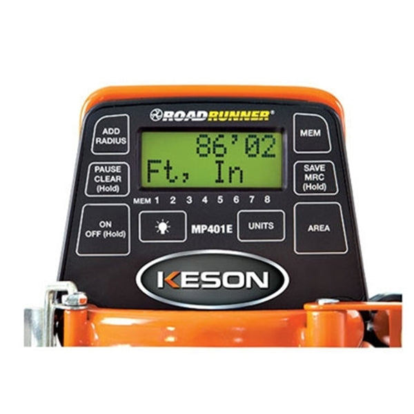 KESON MP401E Measuring Wheel, 9999.9 ft, 15-1/2 in Wheel, Steel Wheel, LCD Display, Steel, Orange
