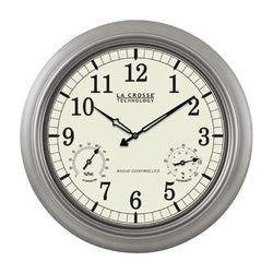 La Crosse WT-3181PL-Q Clock, Round, Silver Frame, Plastic Clock Face, Analog
