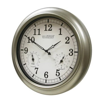 La Crosse WT-3181PL-Q Clock, Round, Silver Frame, Plastic Clock Face, Analog