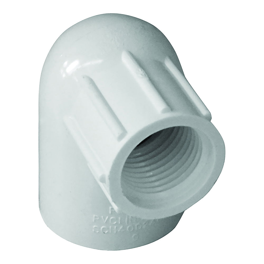 GENOVA 300 Series 34175 Reducing Pipe Elbow, 3/4 x 1/2 in, Slip x FIP, 90 deg Angle, PVC, White, SCH 40 Schedule