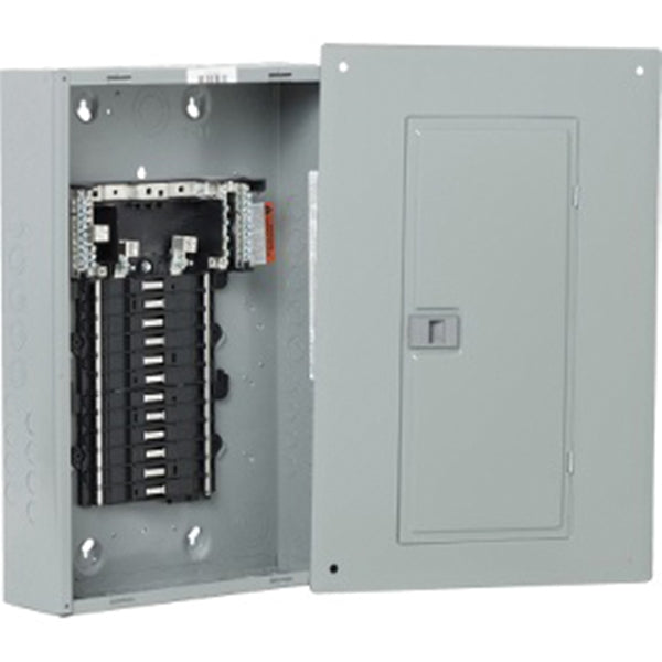 Square D QO QO124L125PGC Load Center, 125 A, 24 -Space, 24 -Circuit, NEMA 1 Enclosure, Plug Mounting, Gray