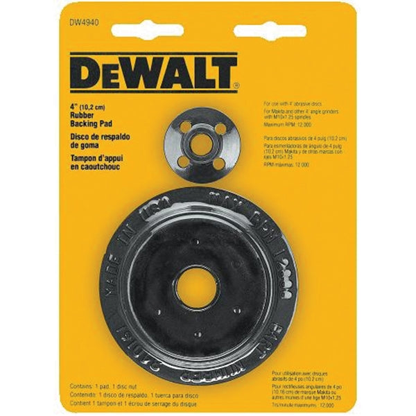 DeWALT DW4940 Fiber Disc Backing Pad, 4 in Dia, 5/8 in Arbor/Shank, Rubber