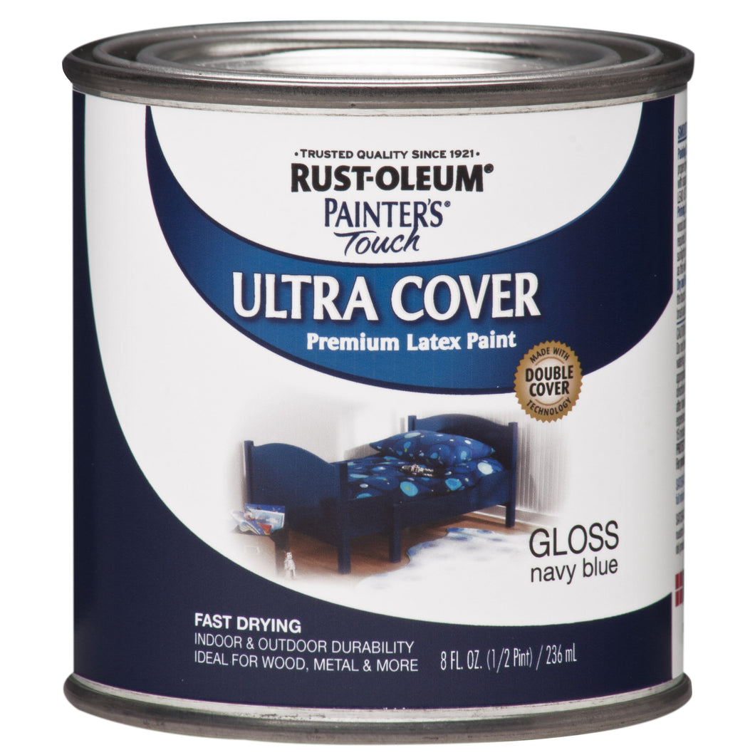Painter's Touch Ultra Cover 1922730 Interior Paint, Gloss, Navy Blue, 0.5 pt, Can, Resists: Chip, Fade, Water Base