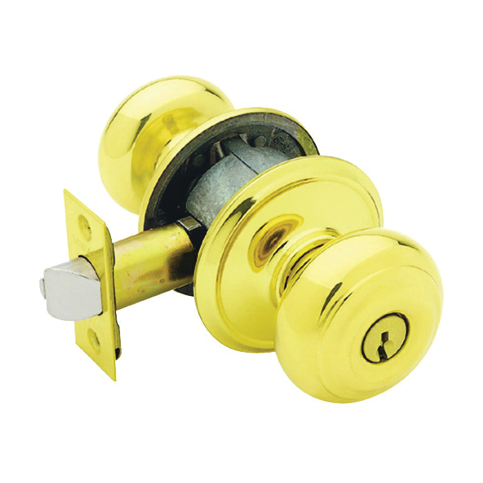 Schlage Georgian Series F51A GEO605KA4 Keyed Entry Knob, Solid Brass/Zinc, Brass