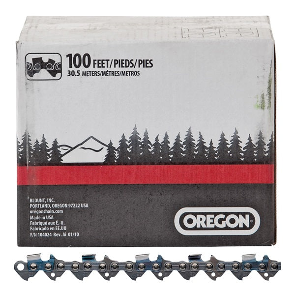 Oregon D100U Chainsaw Chain, 100 ft L Bar, 0.05 Gauge, 3/8 in TPI/Pitch