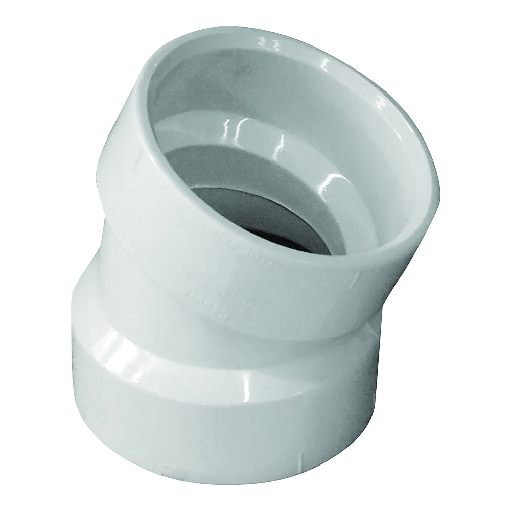 GENOVA 700 Series 70815 Drain Pipe Elbow, 1-1/2 in, Hub, 22.5 deg Angle, PVC, SCH 40 Schedule