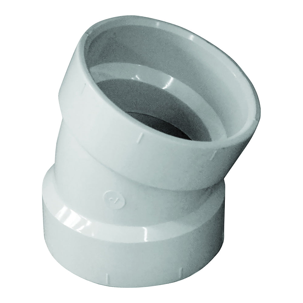 GENOVA 700 Series 755176/70820 Drain Pipe Elbow, 2 in, Hub, 22.5 deg Angle, PVC, SCH 40 Schedule