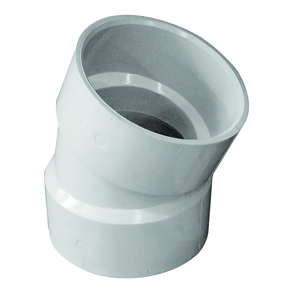 GENOVA 700 Series 70830 Drain Pipe Elbow, 3 in, Hub, 22.5 deg Angle, PVC, SCH 40 Schedule