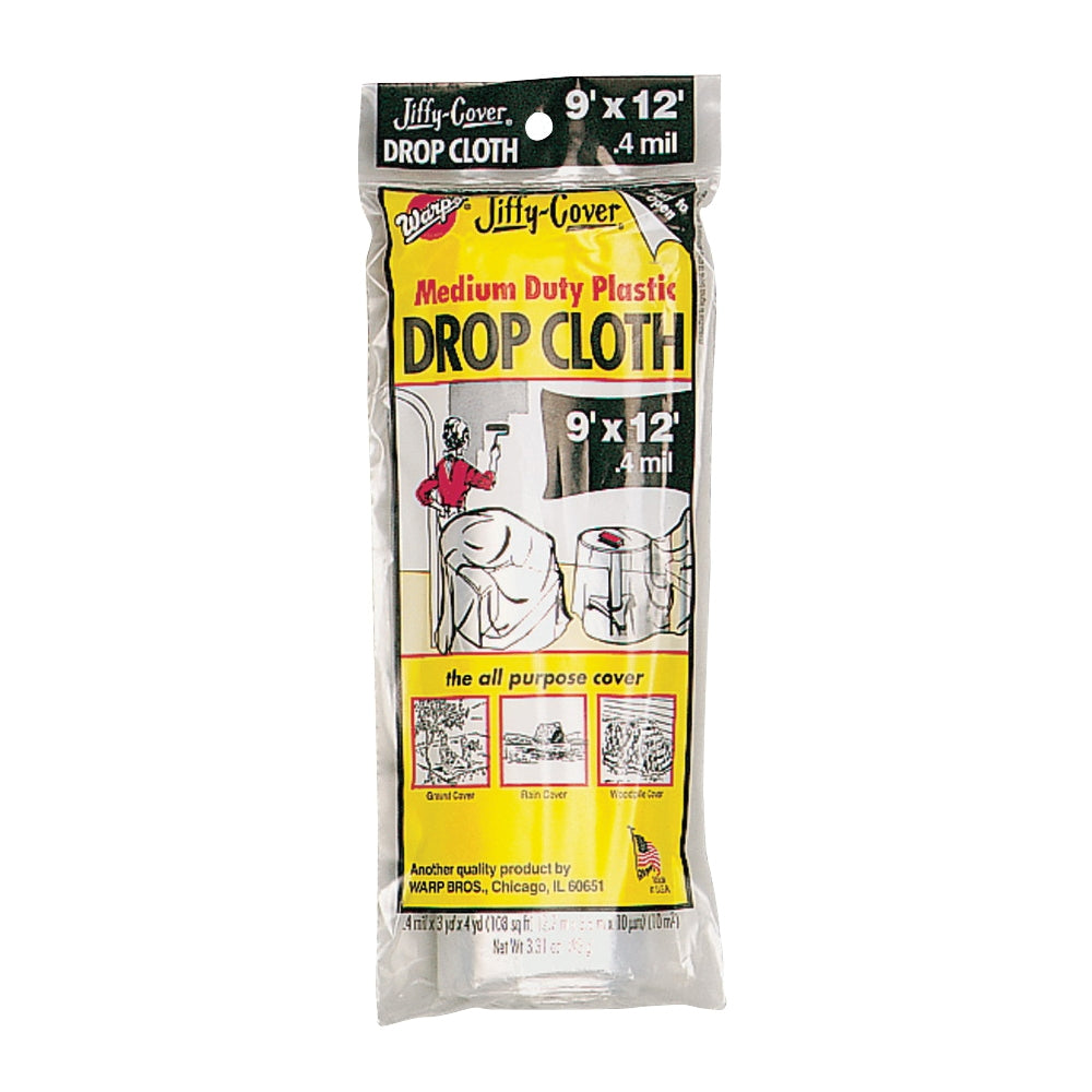 Warp's PC-72 Drop Cloth, 12 ft L, 9 ft W, Plastic, Clear