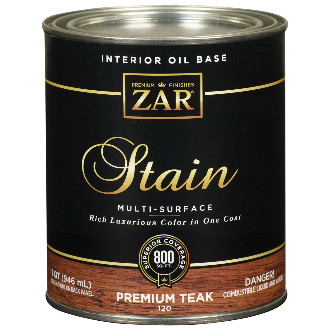ZAR 12012 Wood Stain, Premium Teak, Liquid, 1 qt, Can