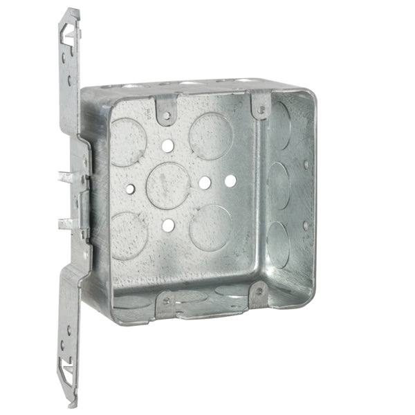 RACO 681 Switch Box, 2 -Gang, 2 -Outlet, 14 -Knockout, 1/2 in Knockout, Steel, Gray, Galvanized