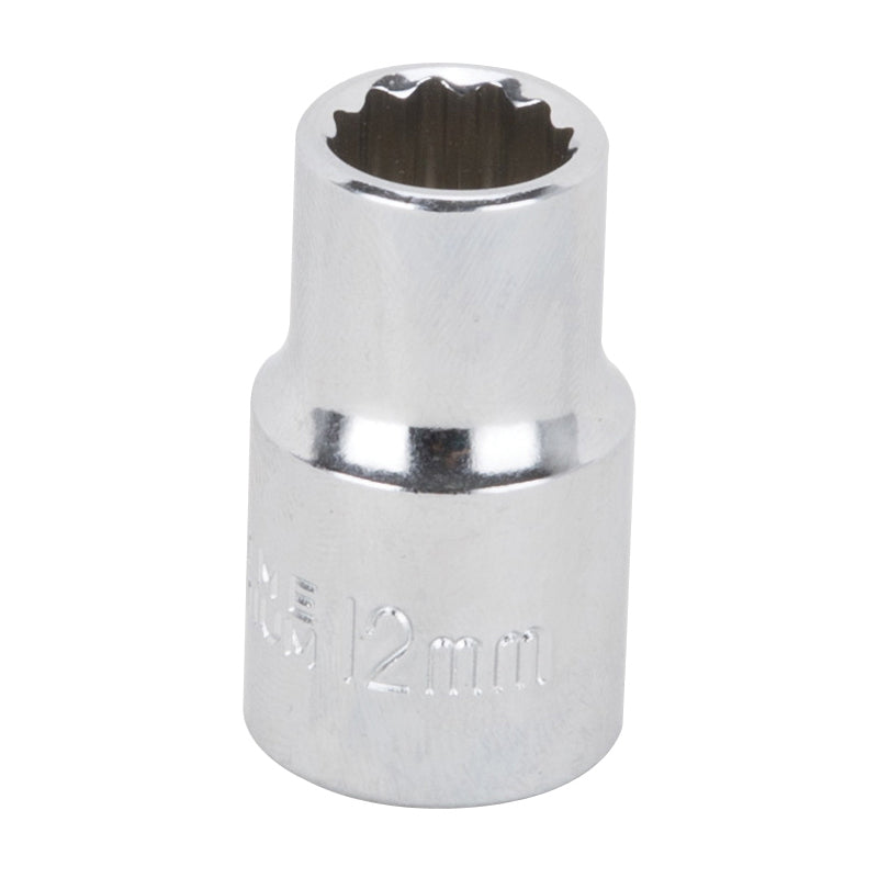 Vulcan MT6529093 Drive Socket, 12 mm Socket, 1/2 in Drive, 12-Point, Chrome Vanadium Steel, Chrome