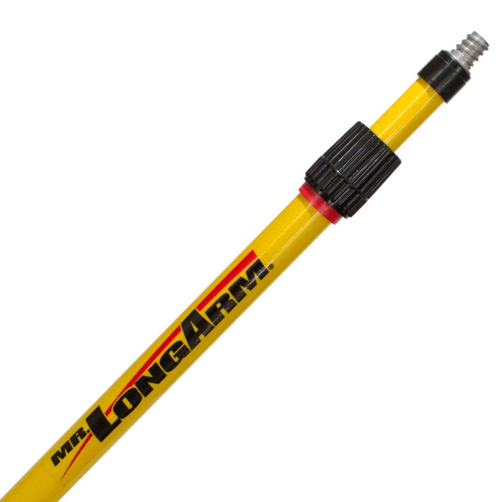 Mr. LongArm Pro-Pole 6272 Extension Pole, 1-1/4 in Dia, 6.1 to 11.3 ft L, Fiberglass/Rubber, Fiberglass Handle