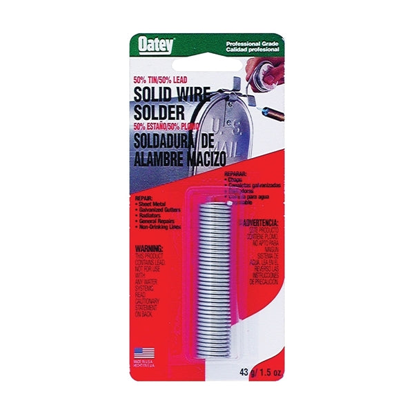 Oatey 53010 Leaded Solder, 1 oz Carded, Solid, Silver, 361 to 421 deg F Melting Point