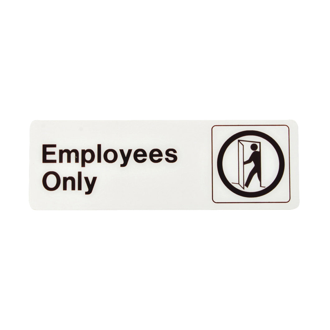 HY-KO D-2 Graphic Sign, Rectangular, Employees Only, Dark Brown Legend, White Background, Plastic