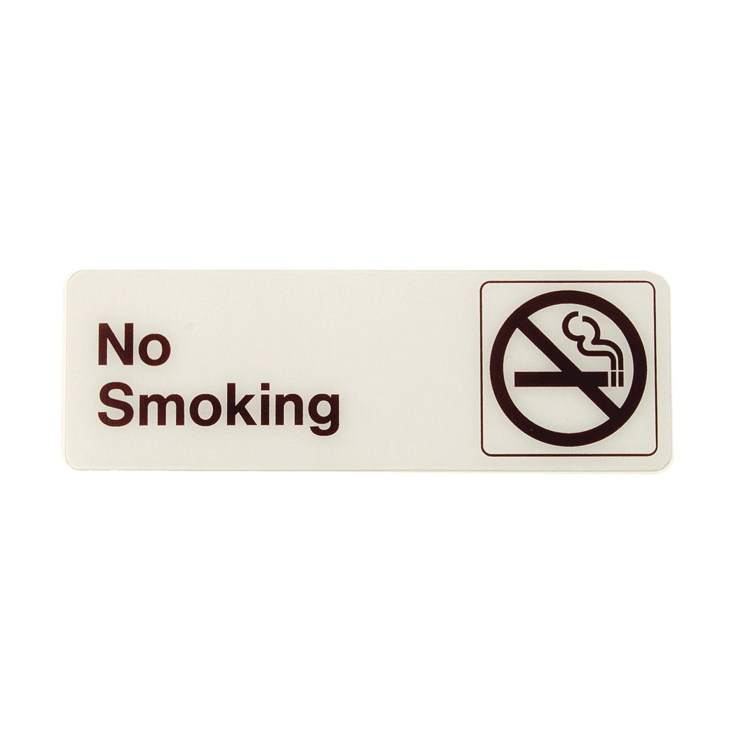 HY-KO D-6 Graphic Sign, Rectangular, NO SMOKING, Dark Brown Legend, White Background, Plastic