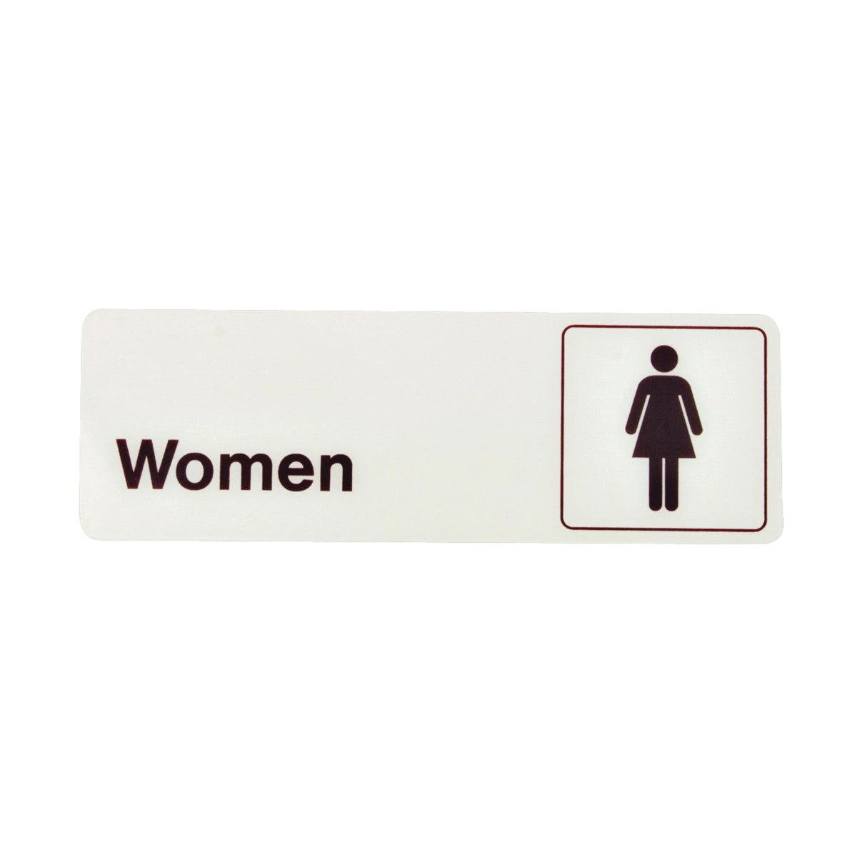 HY-KO D-14 Graphic Sign, Rectangular, WOMEN, Dark Brown Legend, White Background, Plastic, 3 in W x 9 in H Dimensions