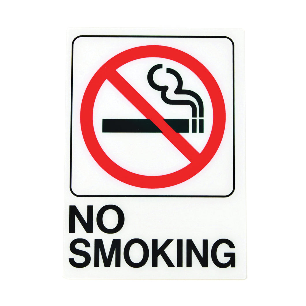 HY-KO D-20 Graphic Sign, Rectangular, NO SMOKING, Black Legend, White Background, Plastic, 5 in W x 7 in H Dimensions