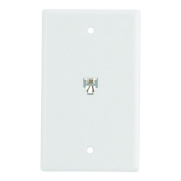 Eaton Wiring Devices 3532-4W Telephone Jack with Wallplate, Thermoplastic Housing Material, White