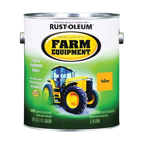 RUST-OLEUM 7449402 Farm Equipment Paint, Caterpillar Yellow, 1 gal, Can, Application: Brush, Spray